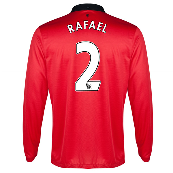 13-14 Manchester United #2 Rafael Home Long Sleeve Jersey Shirt - Click Image to Close